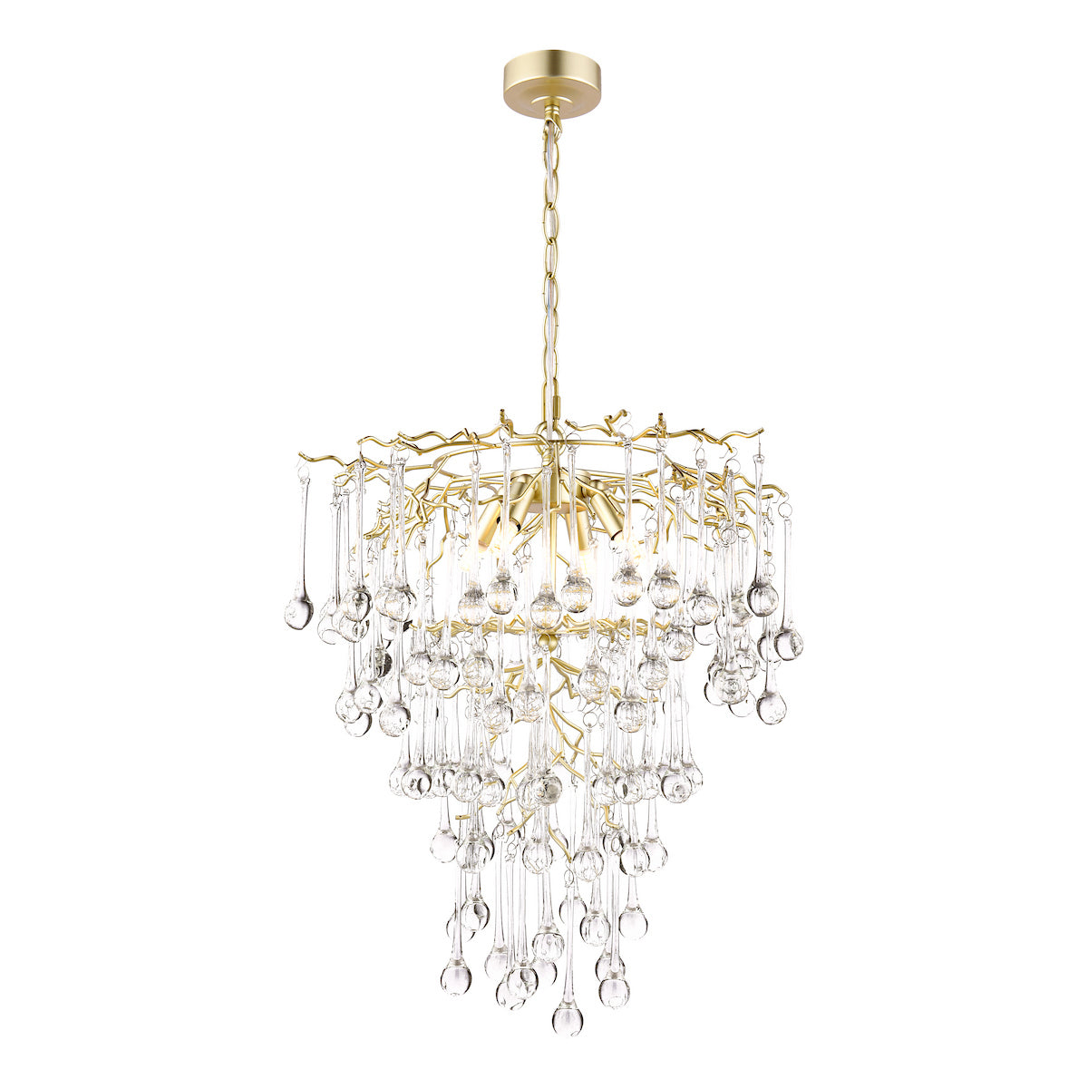 Laura Ashley Willow 4 Light Pendant Satin Champagne and Crystal