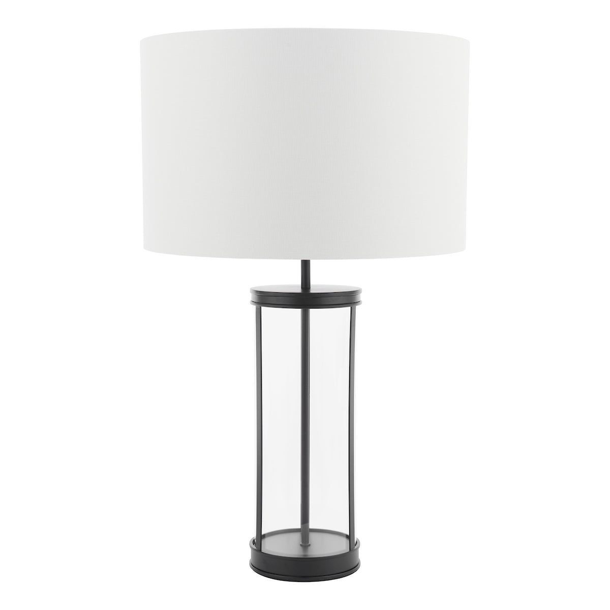 Laura Ashley Harrington Large Table Lamp Matt Black and Glass With Shade