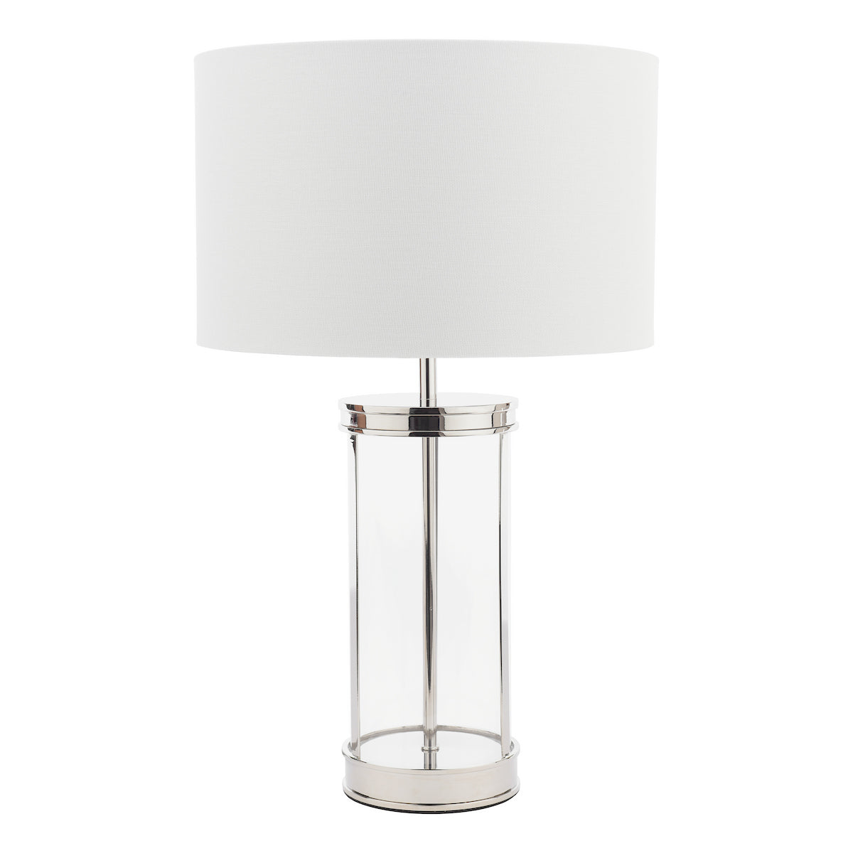 Laura Ashley Harrington Small Table Lamp Polished Nickel and Glass With Shade