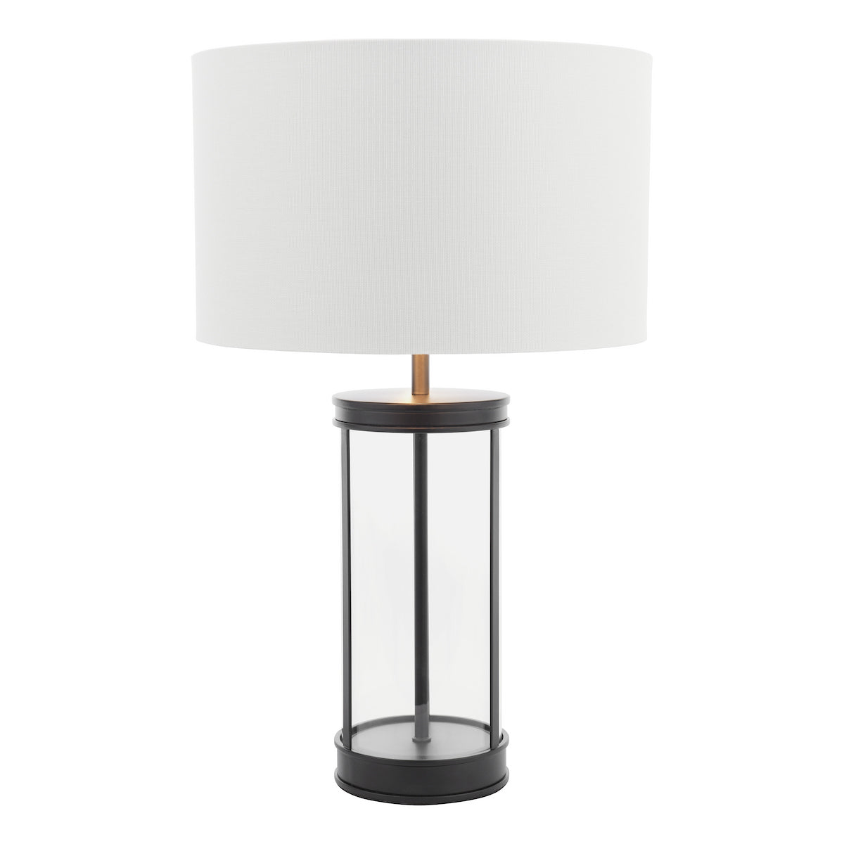 Laura Ashley Harrington Small Table Lamp Matt Black and Glass With Shade