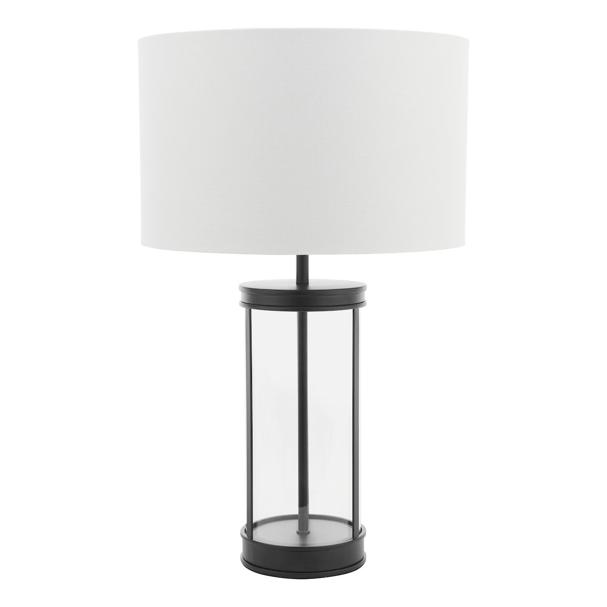 Laura Ashley Harrington Small Table Lamp Matt Black and Glass With Shade