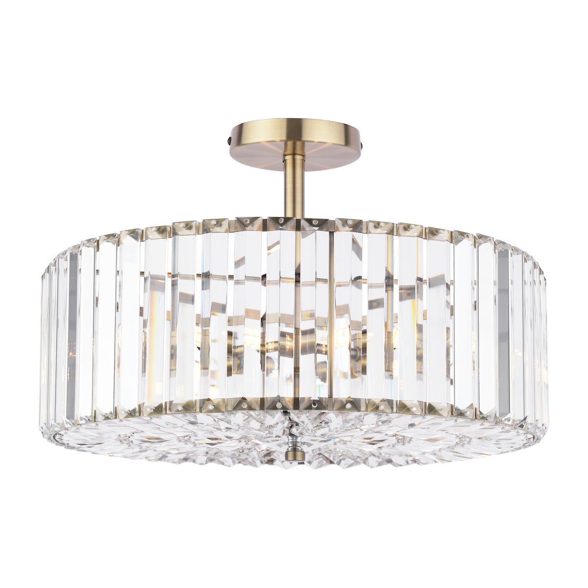 Laura Ashley Fernhurst 4 Light Semi-Flush Crystal and Antique Brass