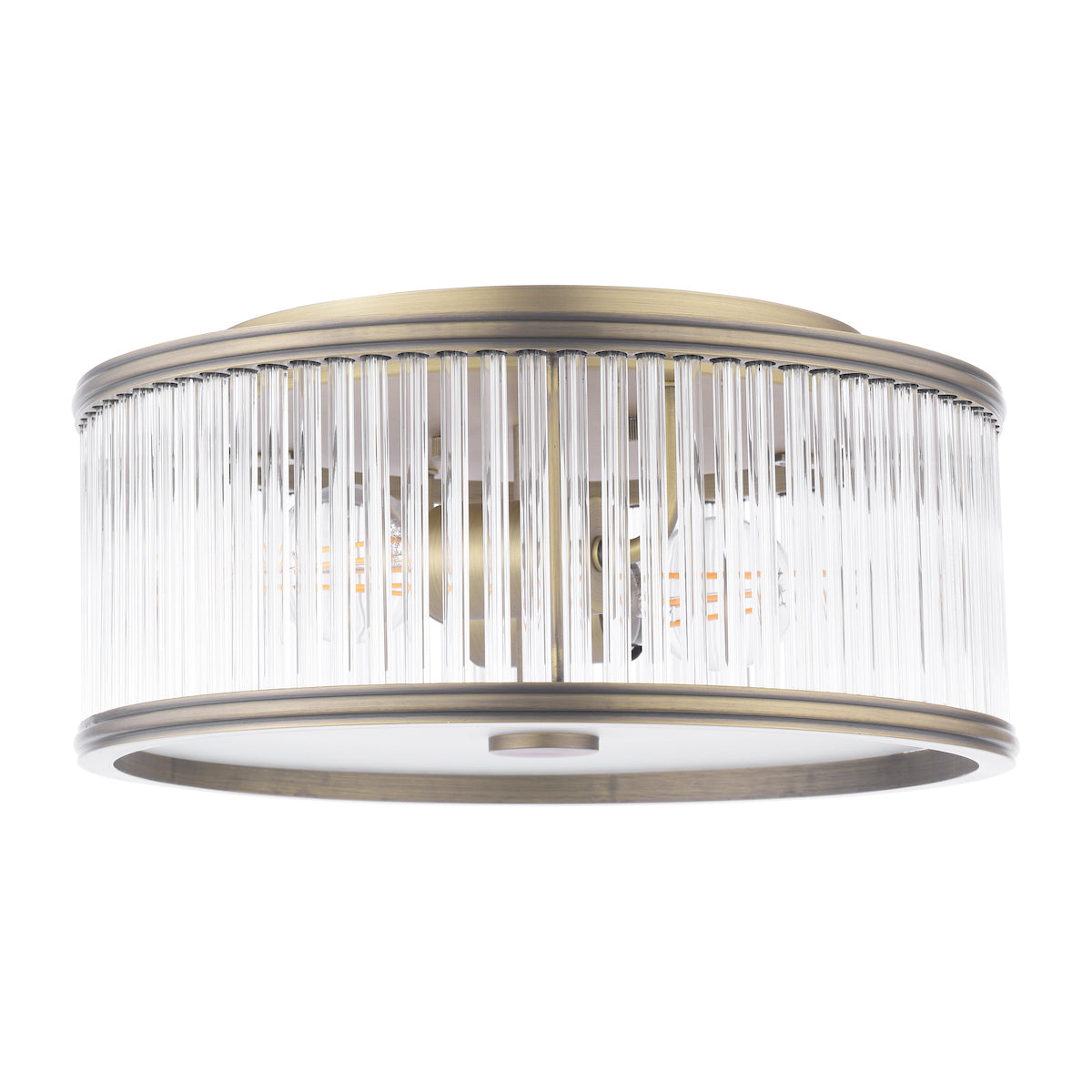Laura Ashley Sutton 2 Light Flush Matt Antique Brass and Ribbed Glass