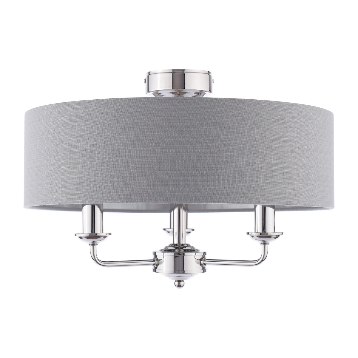Laura Ashley Sorrento 3 Light Semi-Flush Polished Nickel With Charcoal Shade