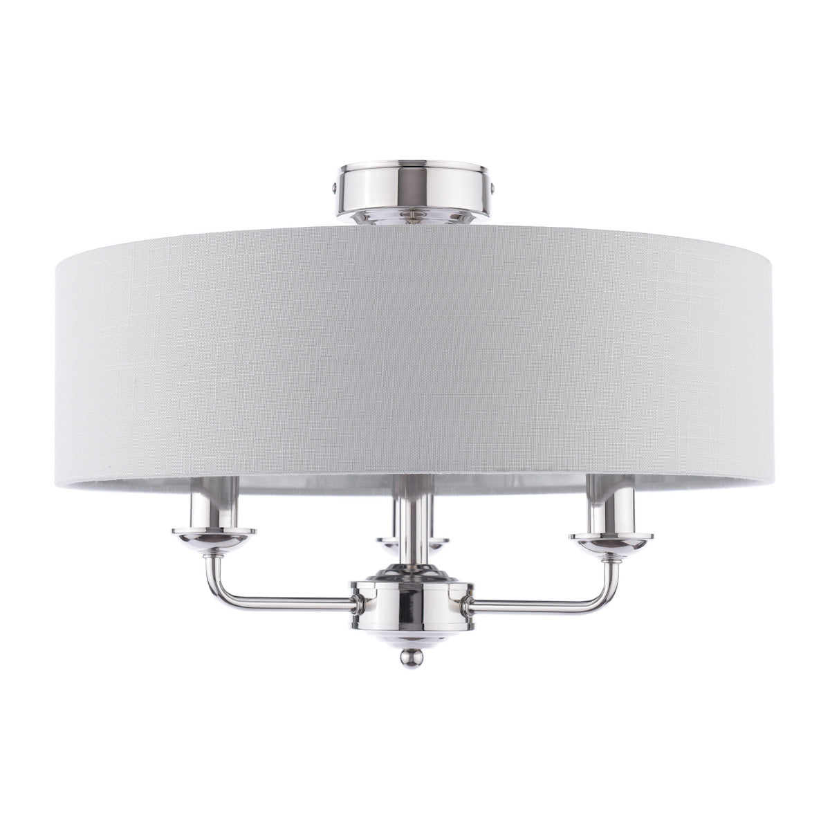 Laura Ashley Sorrento 3 Light Semi-Flush Polished Nickel With Silver Shade