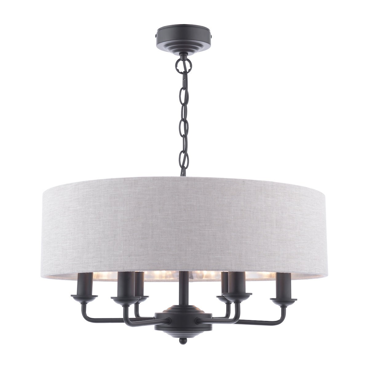 Laura Ashley Sorrento 6 Light Shadelier Matt Black With Natural Shade