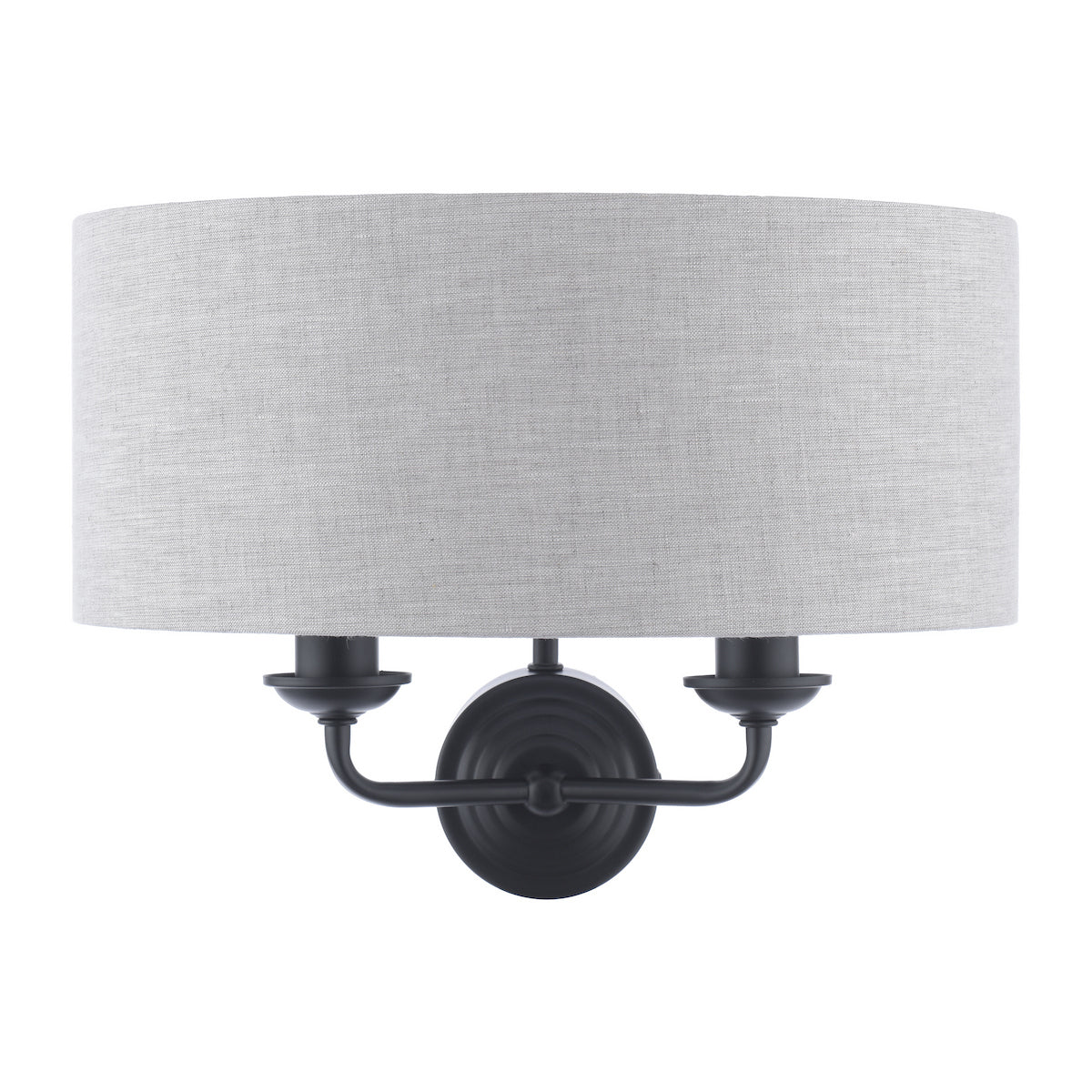 Laura Ashley Sorrento 2 Light Wall Light Matt Black With Natural Shade