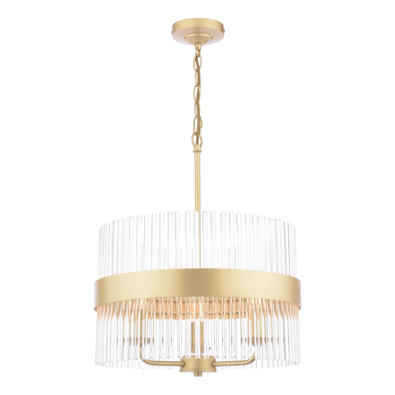 Laura Ashley Alexa 3 Light Pendant Glass and Matt Antique Brass