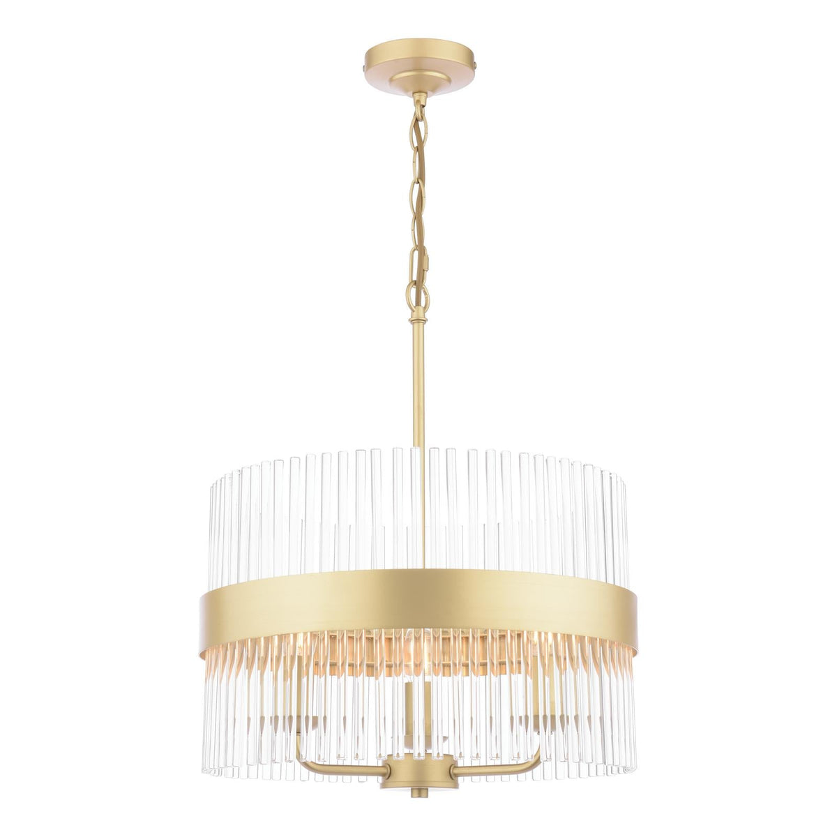 Laura Ashley Alexa 3 Light Pendant Glass and Matt Antique Brass