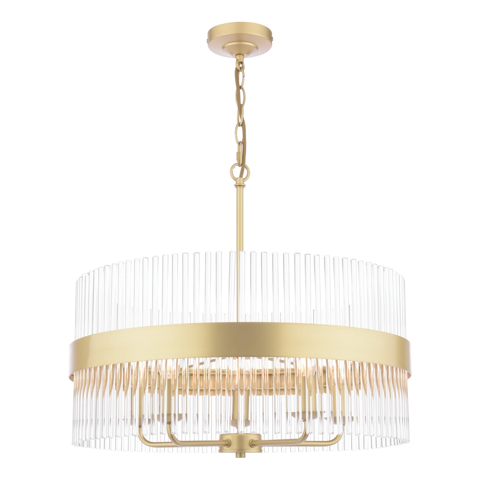 Laura Ashley Alexa 5 Light Pendant Glass and Matt Antique Brass
