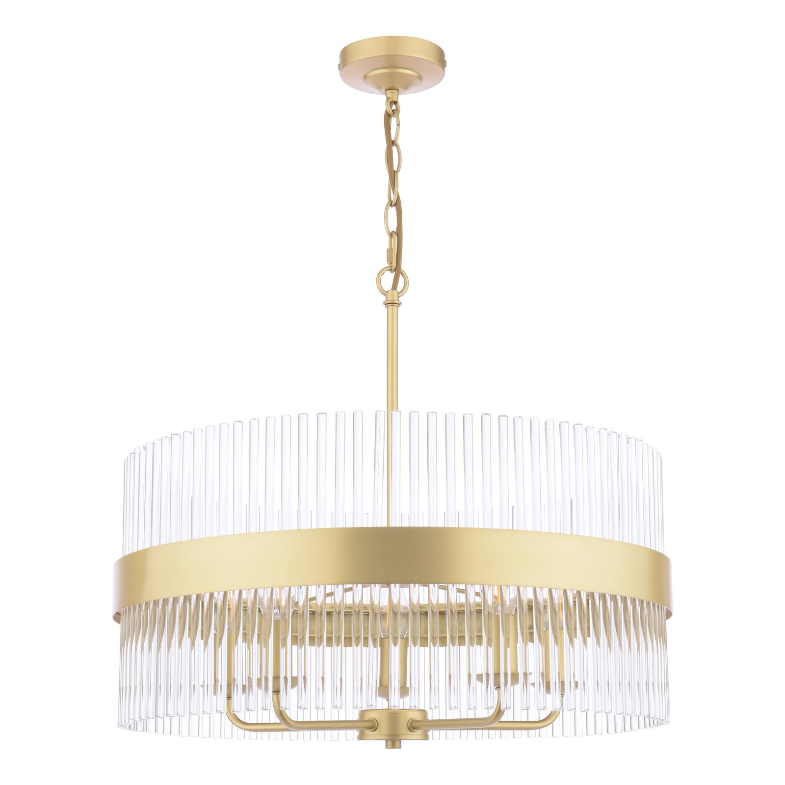 Laura Ashley Alexa 5 Light Pendant Glass and Matt Antique Brass