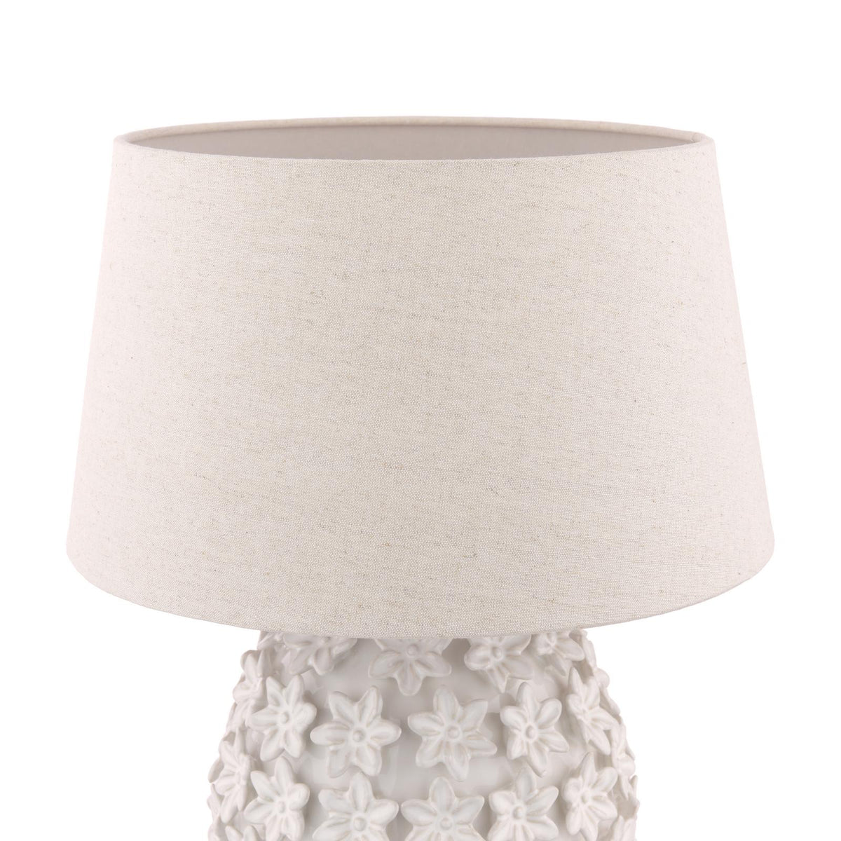 Laura Ashley Ingham Table Lamp White Ceramic and Brushed Silver With Shade