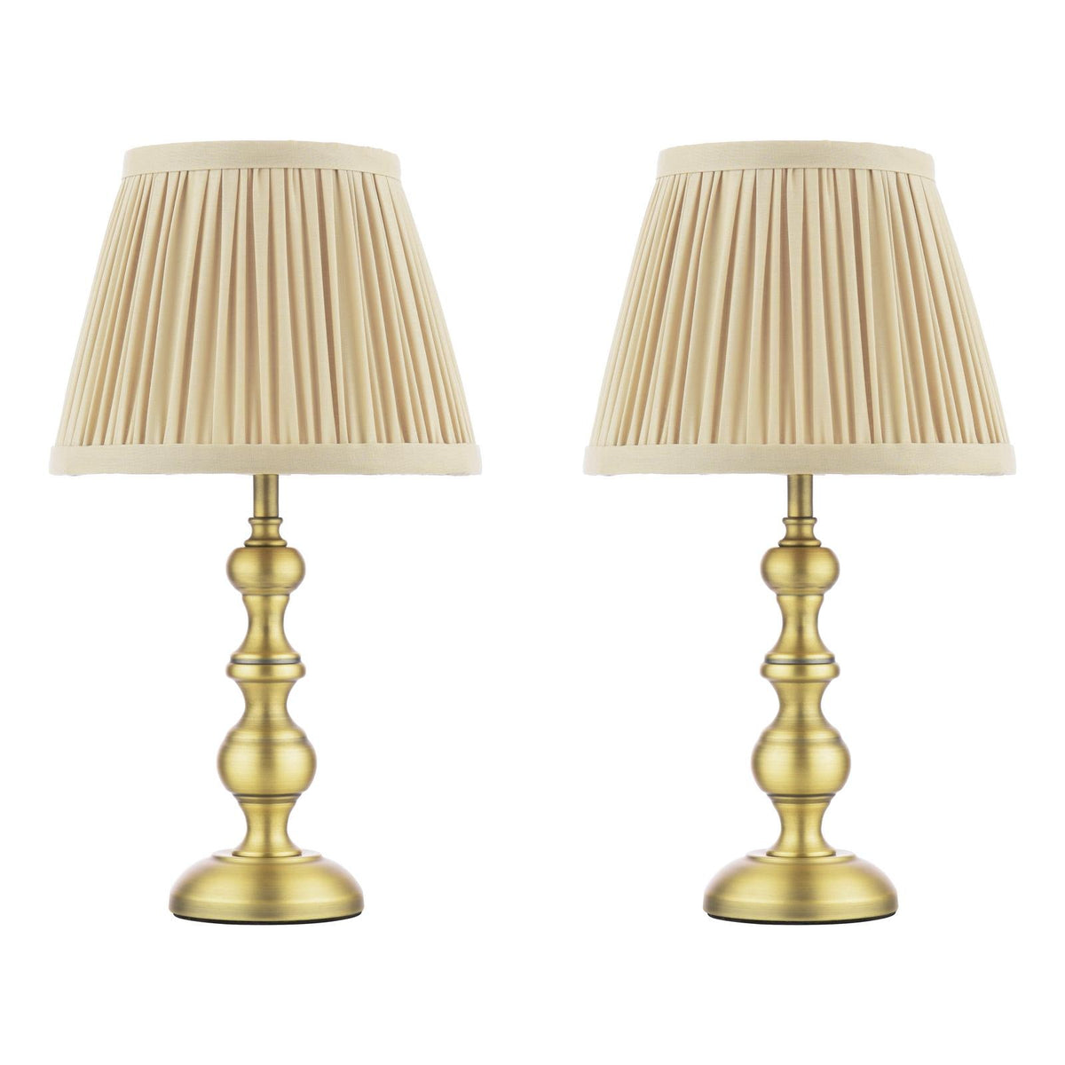 Laura Ashley Ezra Twin Pack Table Lamp Matt Antique Brass With Shade