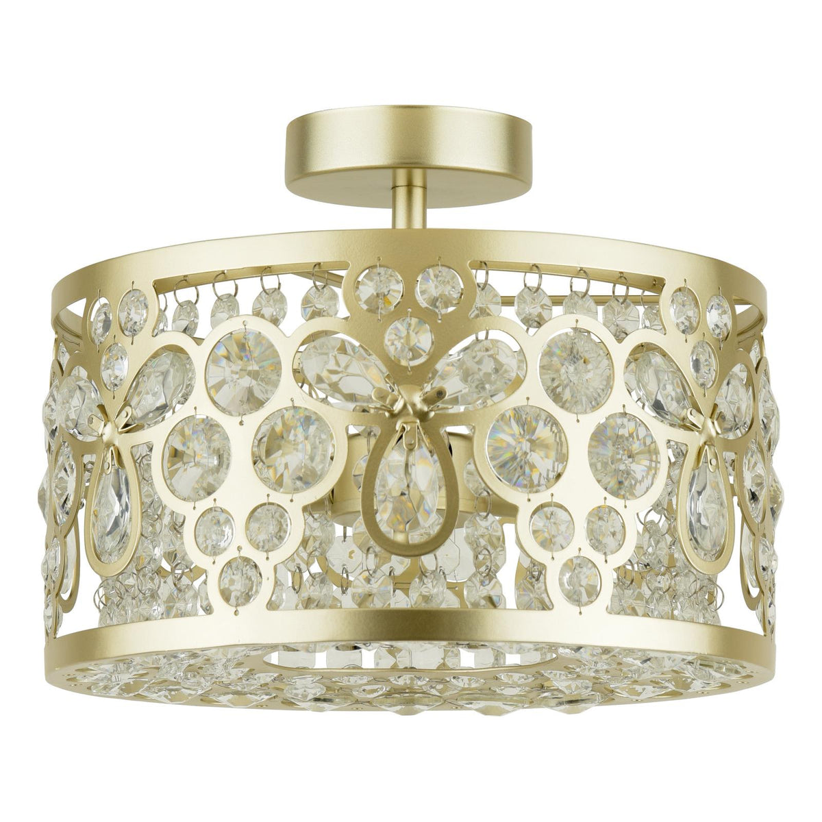 Laura Ashley Tilbrook 3 Light Flush Matt Champagne and Crystal