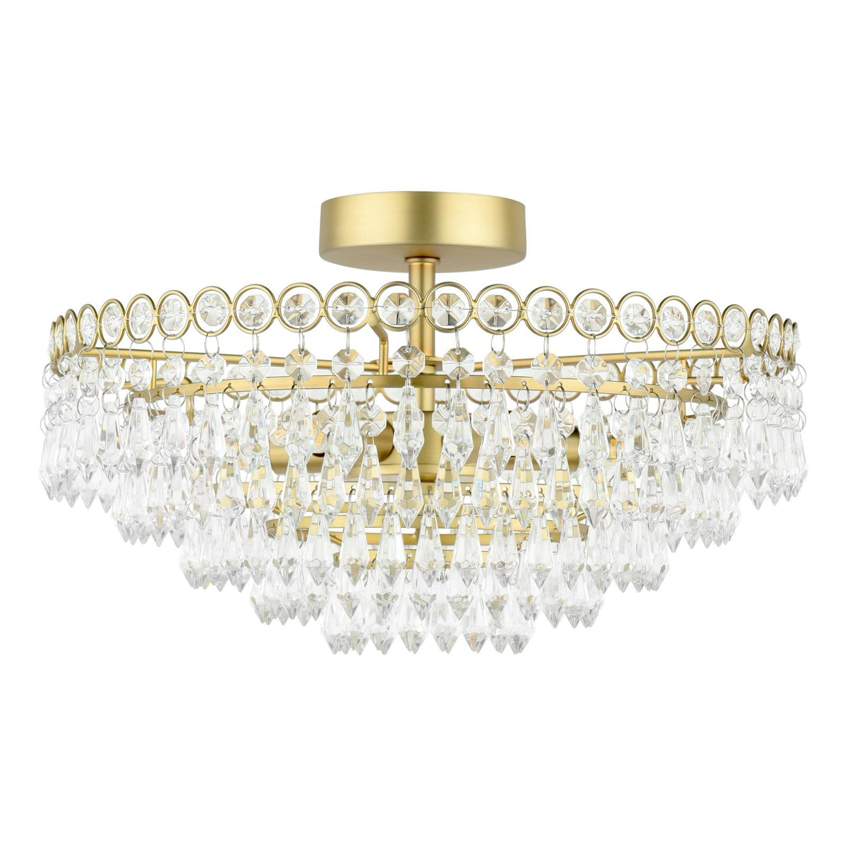 Laura Ashley Enid 5 Light Semi-Flush Faceted Glass and Matt Antique Brass