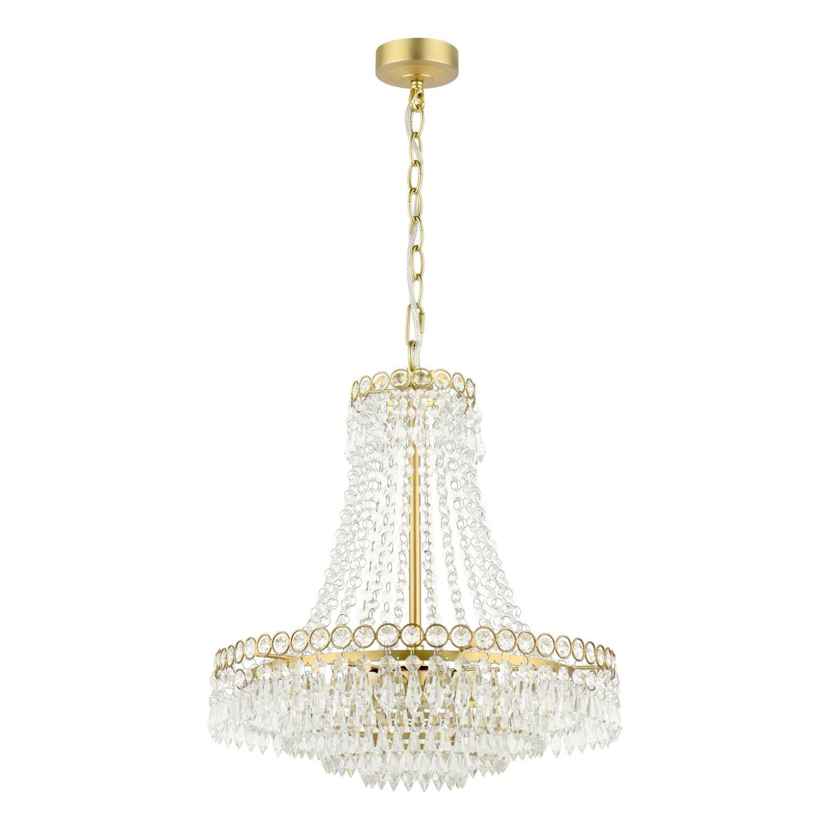 Laura Ashley Enid 5 Light Chandelier Faceted Glass and Matt Antique Brass