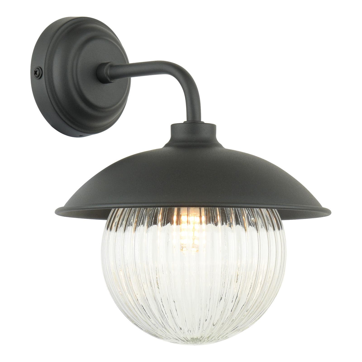 Laura Ashley Hatton Outdoor Wall Light Matt Black and Ribbed Glass IP44