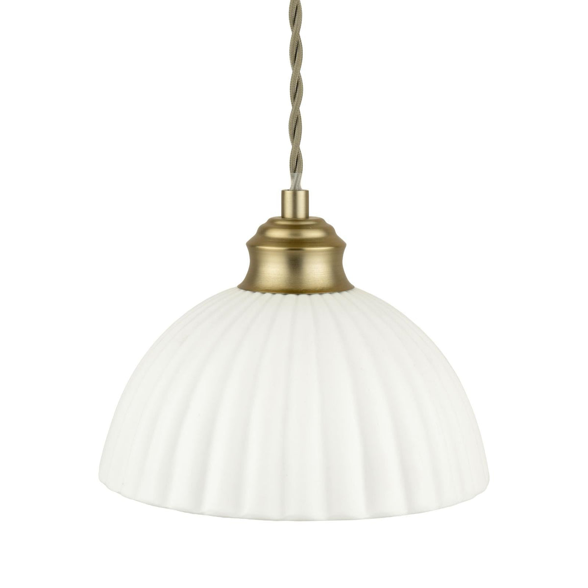 Laura Ashley Durford 3 Light Bar Pendant Matt Antique Brass and White Ceramic