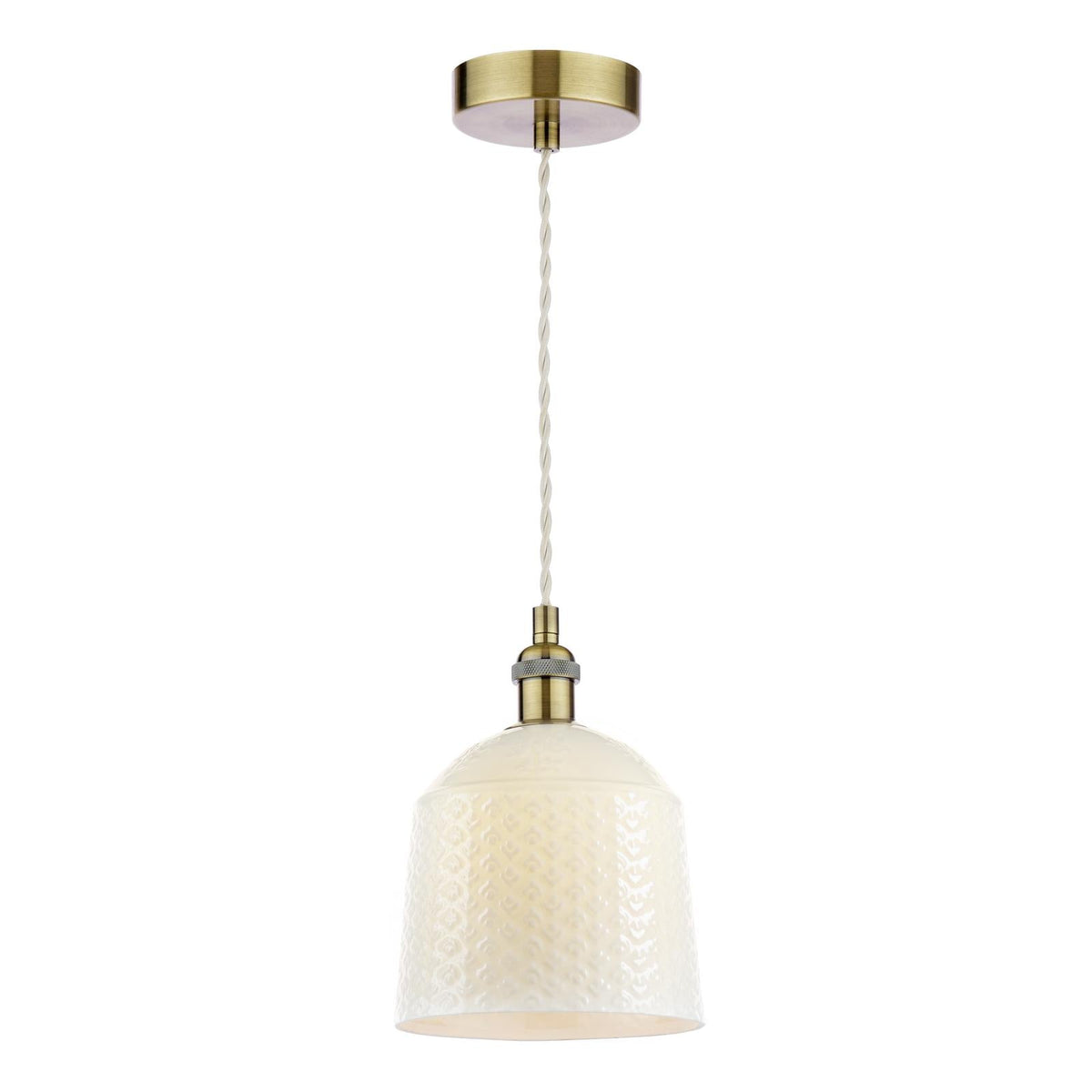 Laura Ashley Porcelain Pendant Cream and Antique Brass