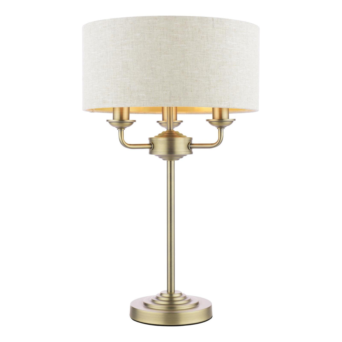 Laura Ashley Sorrento 3 Light Table Lamp Matt Antique Brass With Natural Shade