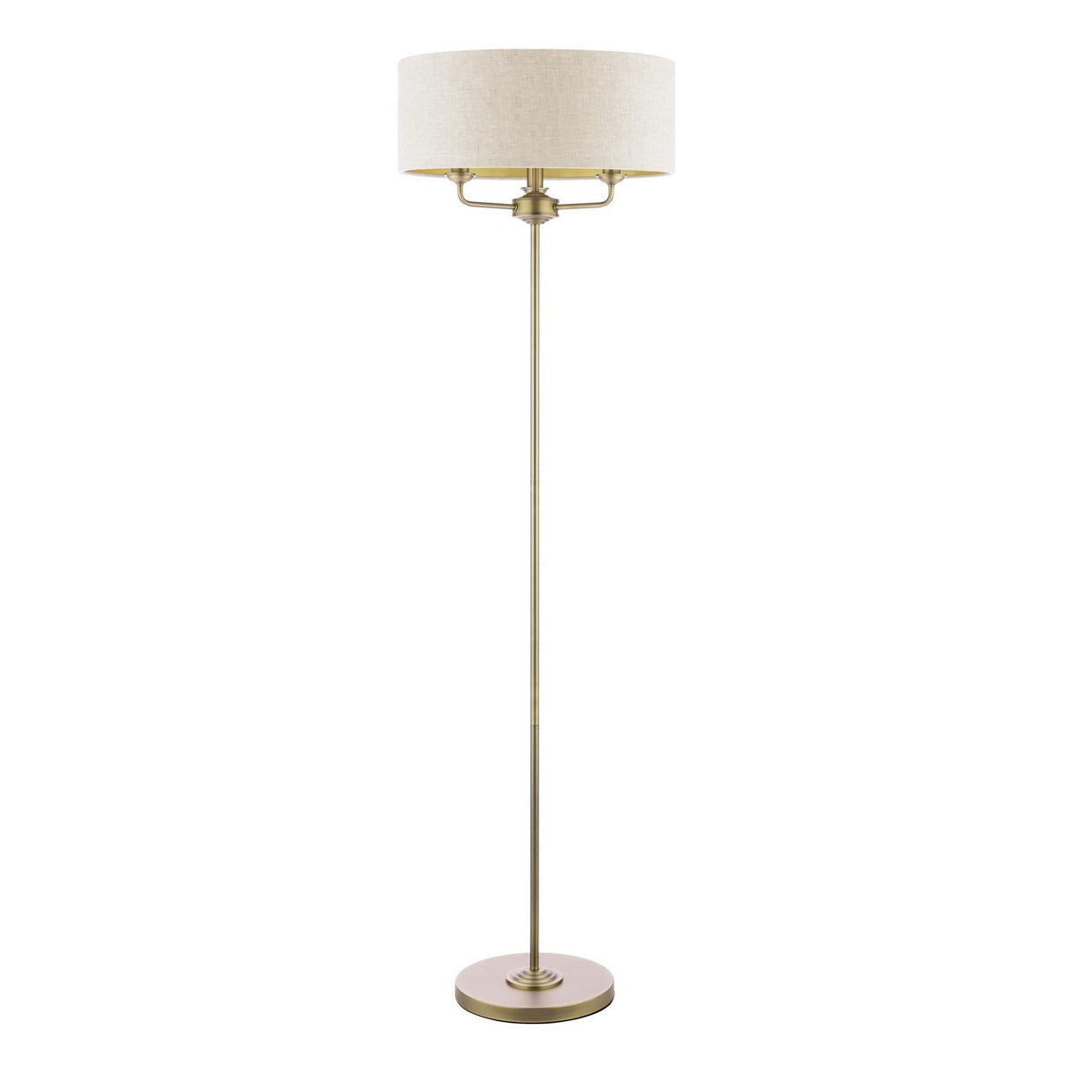 Laura Ashley Sorrento 3 Light Floor Lamp Matt Antique Brass With Natural Shade