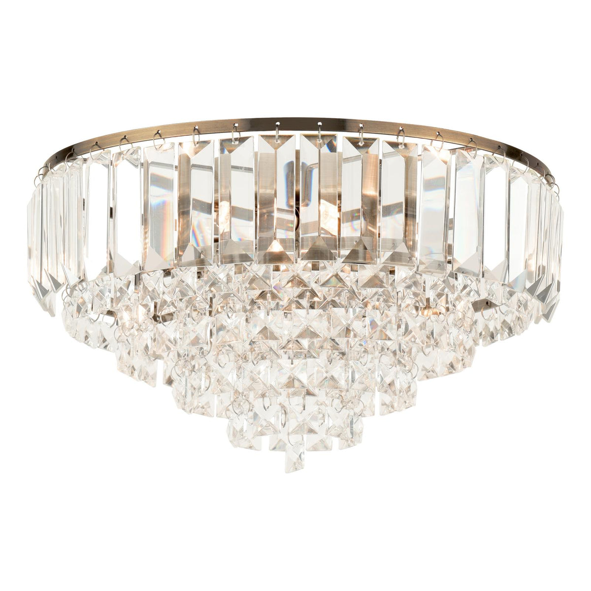 Laura Ashley Vienna 3 Light Flush Crystal and Antique Brass