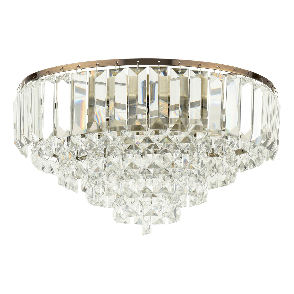 Laura Ashley Vienna 3 Light Flush Crystal and Antique Brass