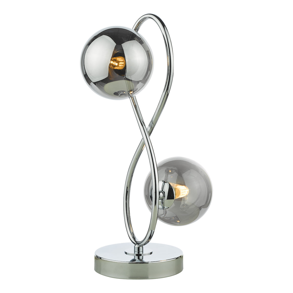 LYSANDRA 2LT TABLE LAMP POL CHR CW SMOKED GLASS