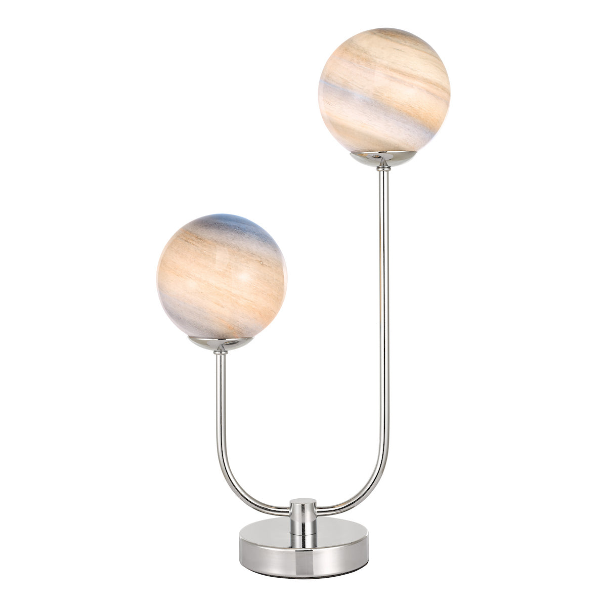 MIKARA 2LT TABLE LAMP MARBLE EFFECT GLASS & POL CH