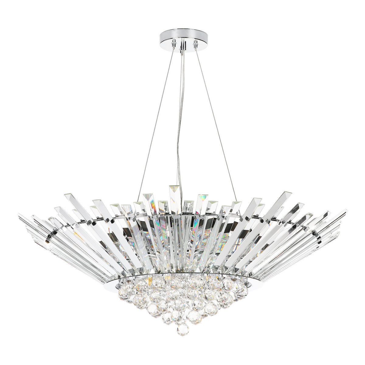 NIMBUS 9LT LARGE HALO CHANDELIER POL CHR CRYSTAL