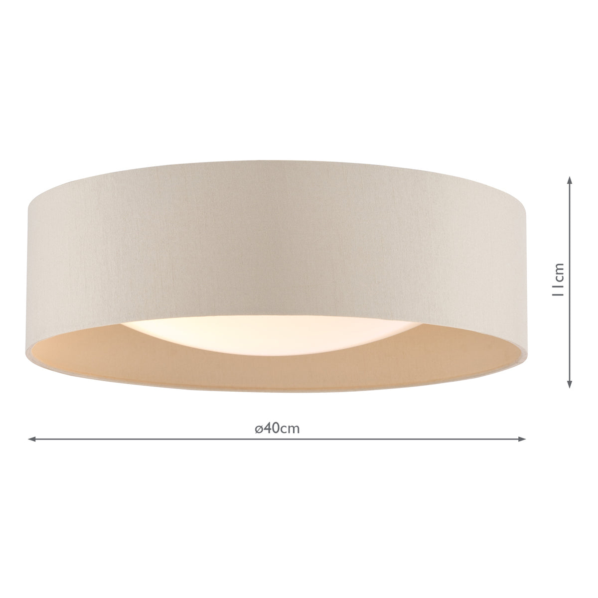 Nysa 2 Light Flush Taupe Faux Silk and Opal Frosted Acrylic Diffuser