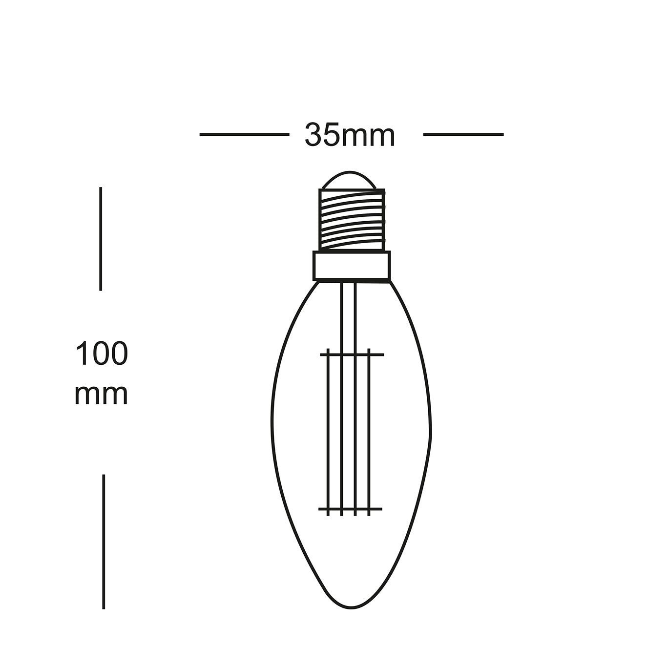 LED Filament Dimmable Vintage Candle E14, 4w, 2200K