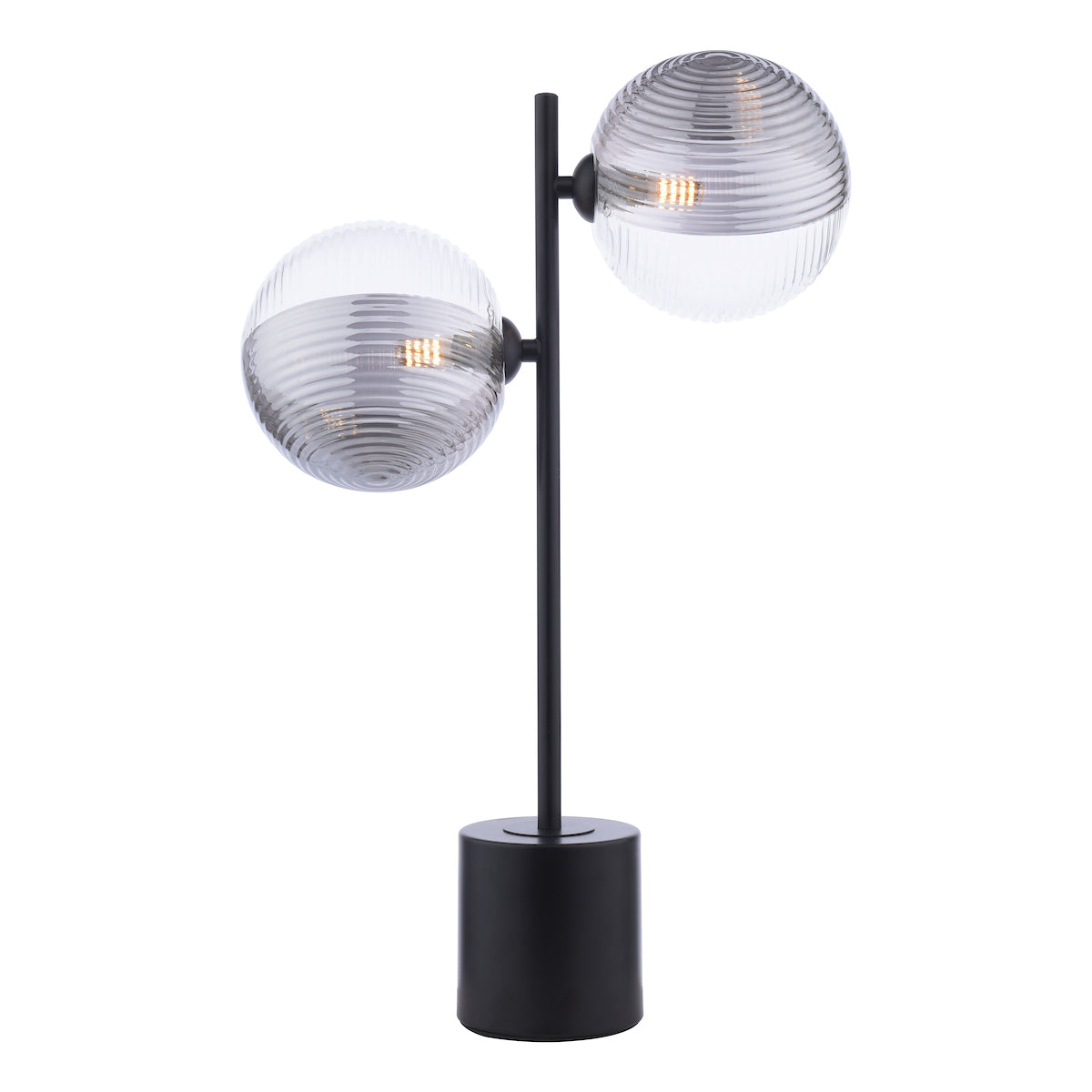 SPIRAL 2LT TABLE LAMP BLACK CW SMOKED/CLR GLS 150M