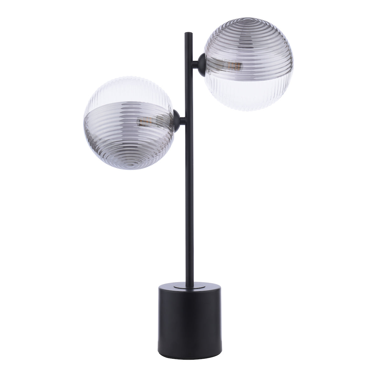 SPIRAL 2LT TABLE LAMP BLACK CW SMOKED/CLR GLS 150M