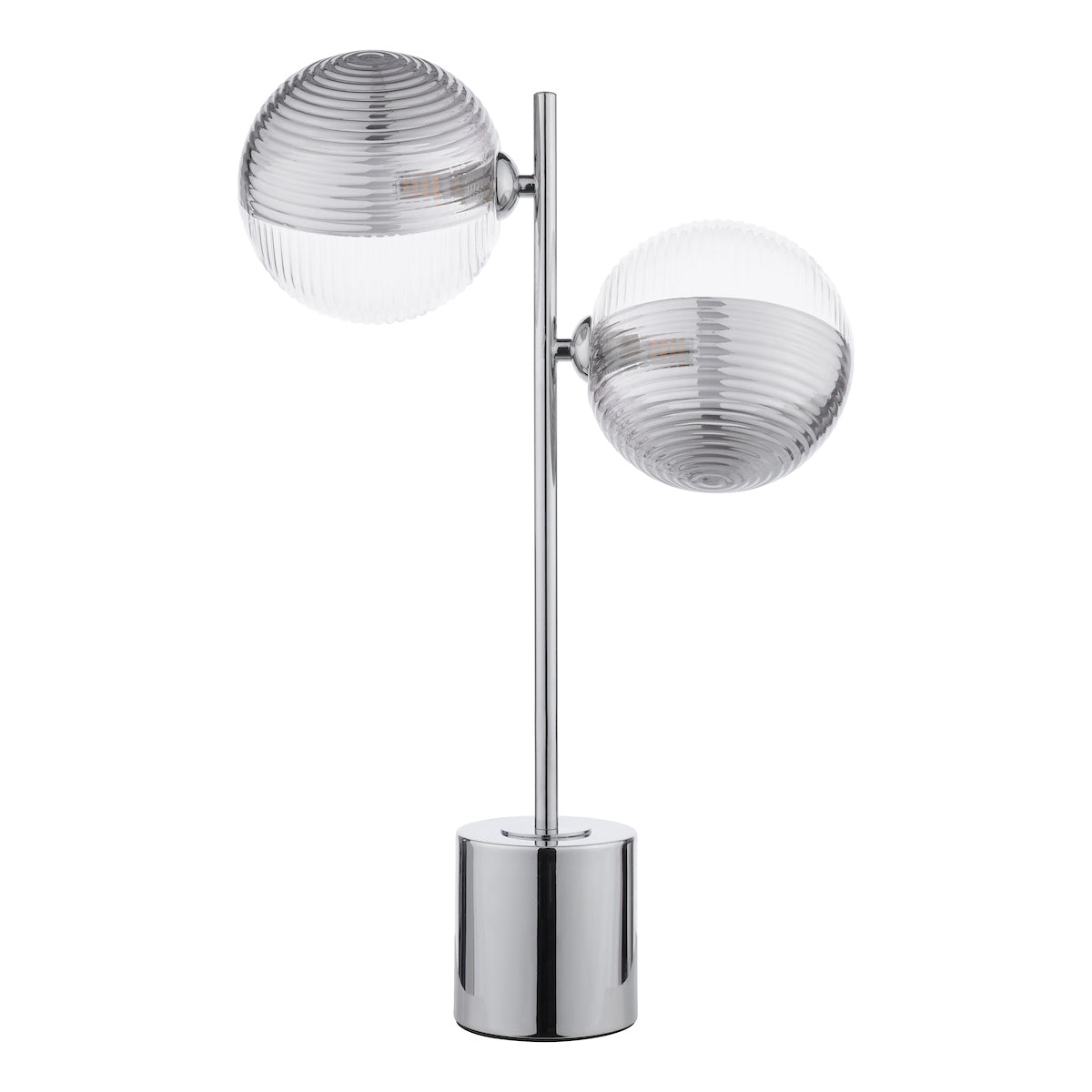 SPIRAL 2LT TABLE LAMP POL CHR CW SMOKED/CLR GLS 15