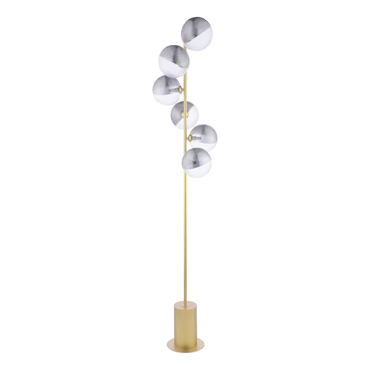SPIRAL 6LT FLOOR LAMP GOLD CW SMOKED/CLR GLS 150MM