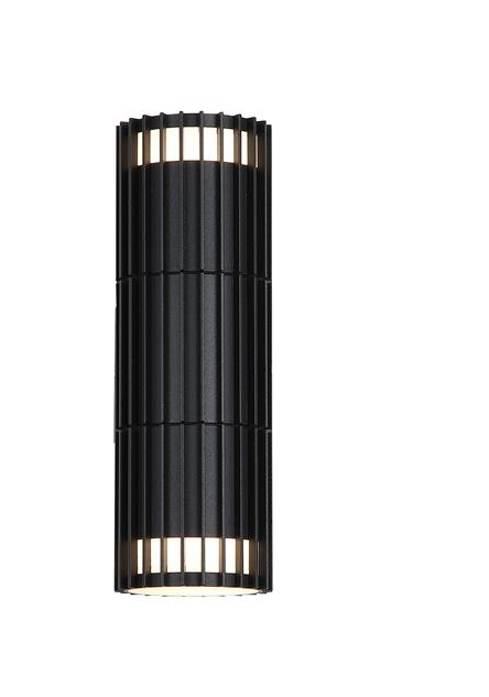 Detroit 2Lt Up/Down Outdoor Wall Light, Black Metal