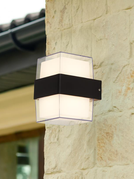 Pittsburgh Outdoor Wall Light - Black Metal & Opal