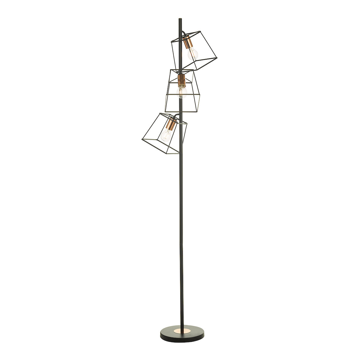 TOWER 3LT FLOOR LAMP BLACK AND COPPER