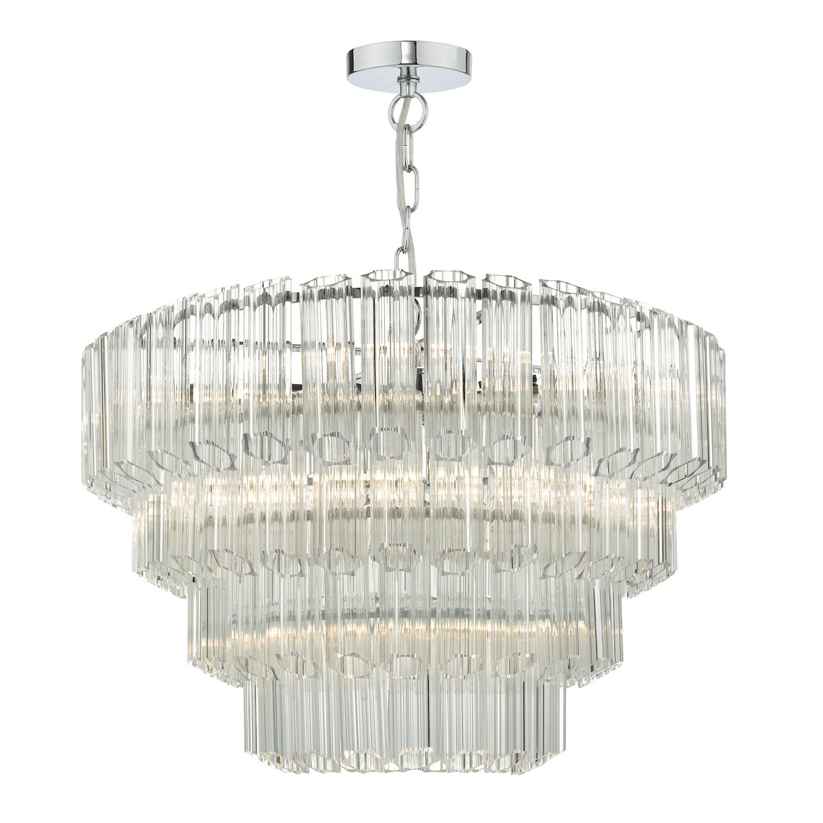 TUVALU 9LT TIER PENDANT POL CHR & GLASS