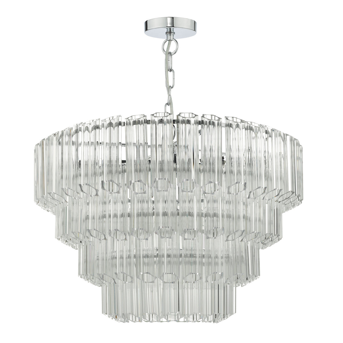 TUVALU 9LT TIER PENDANT POL CHR & GLASS