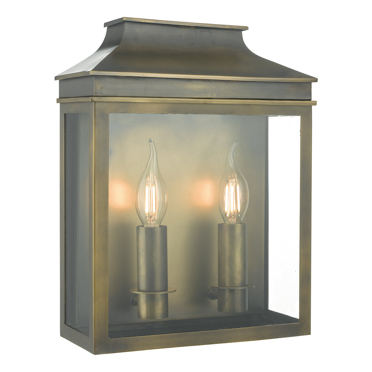 VAPOUR 2LT COACH LTN WEATHERED BRASS IP44
