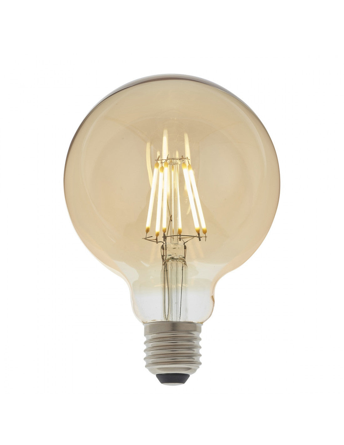 Dimmable LED Filament Globe Lamp (95mm) Amber Glass E27 6W