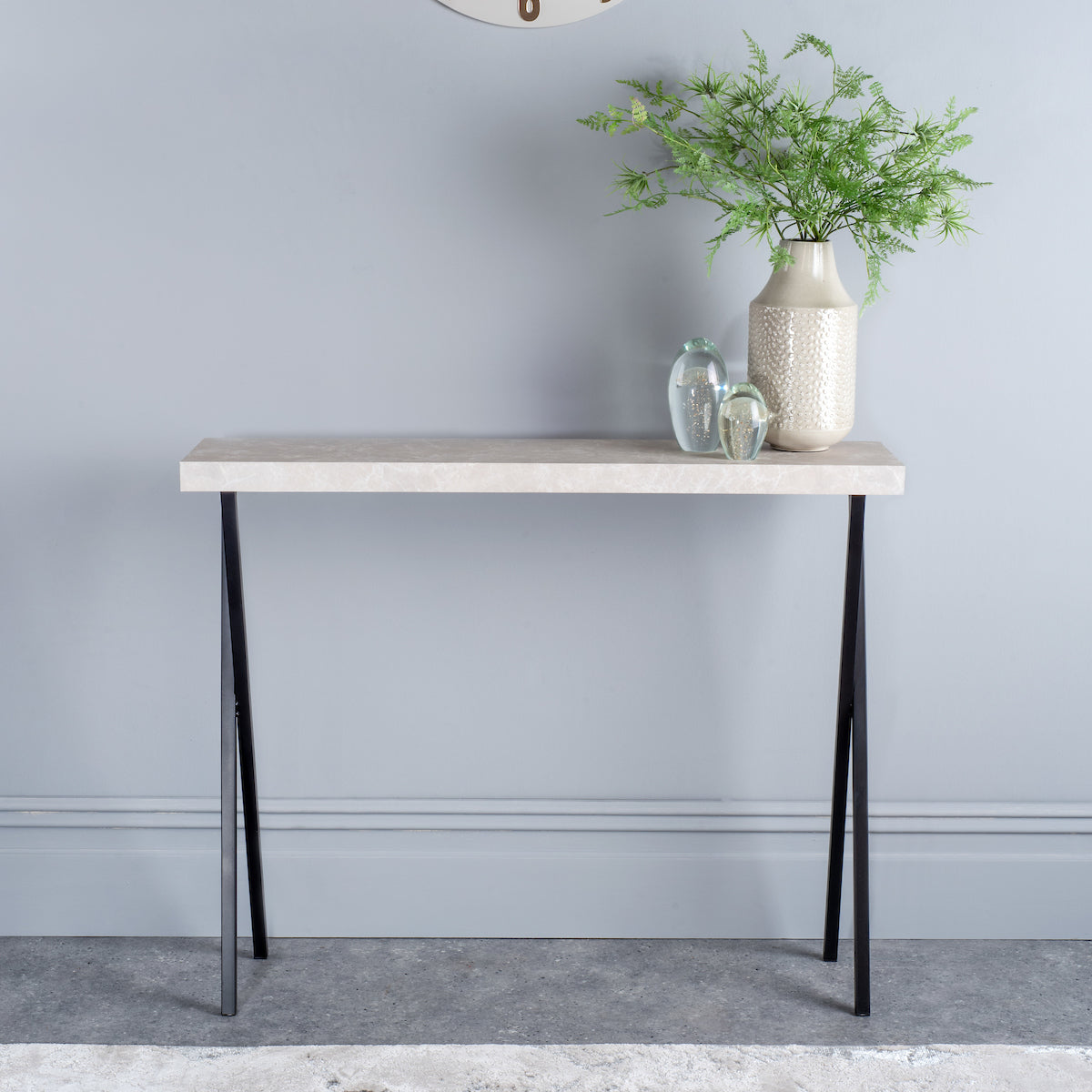DATA CONSOLE TABLE LIGHT GREY MARBLE
