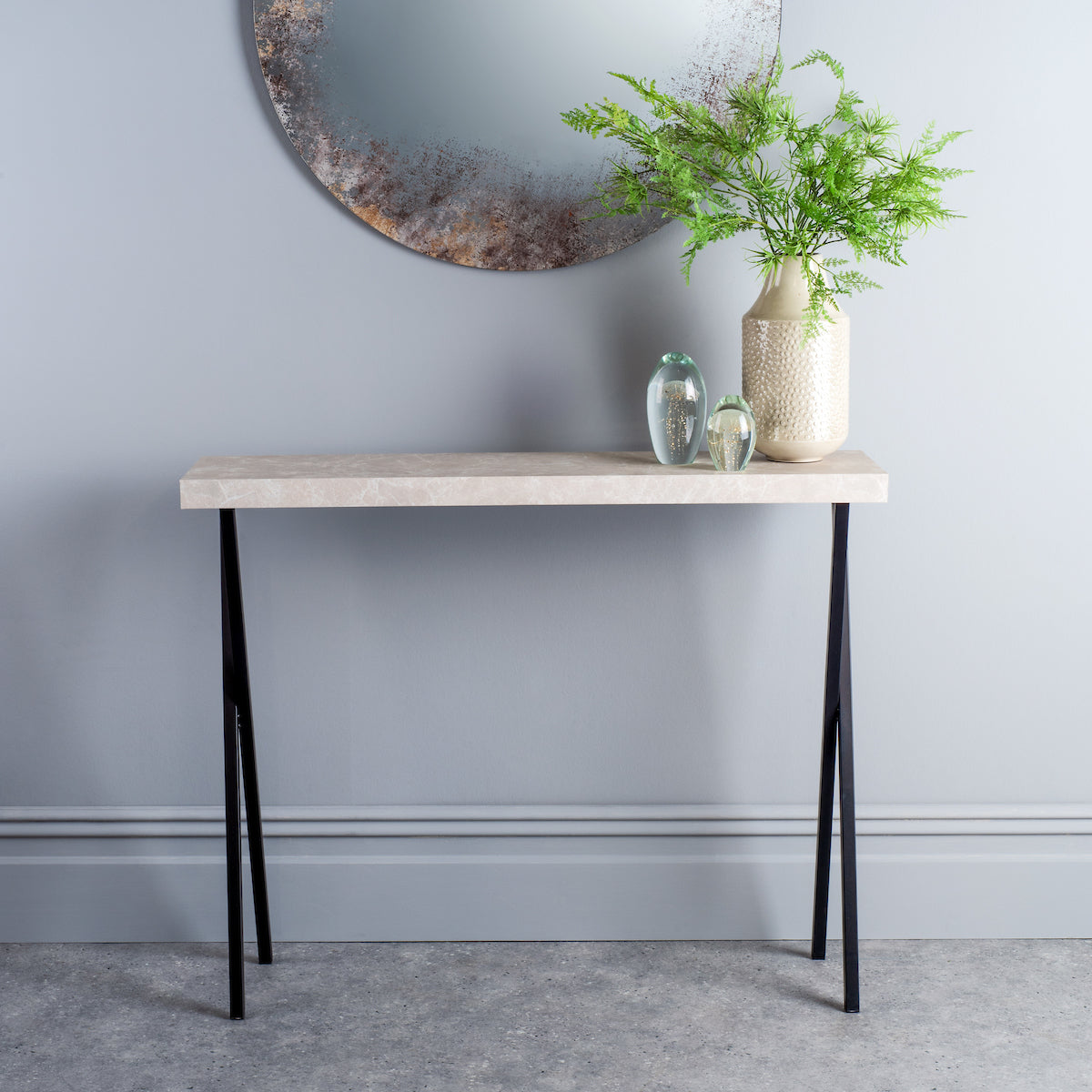 DATA CONSOLE TABLE LIGHT GREY MARBLE