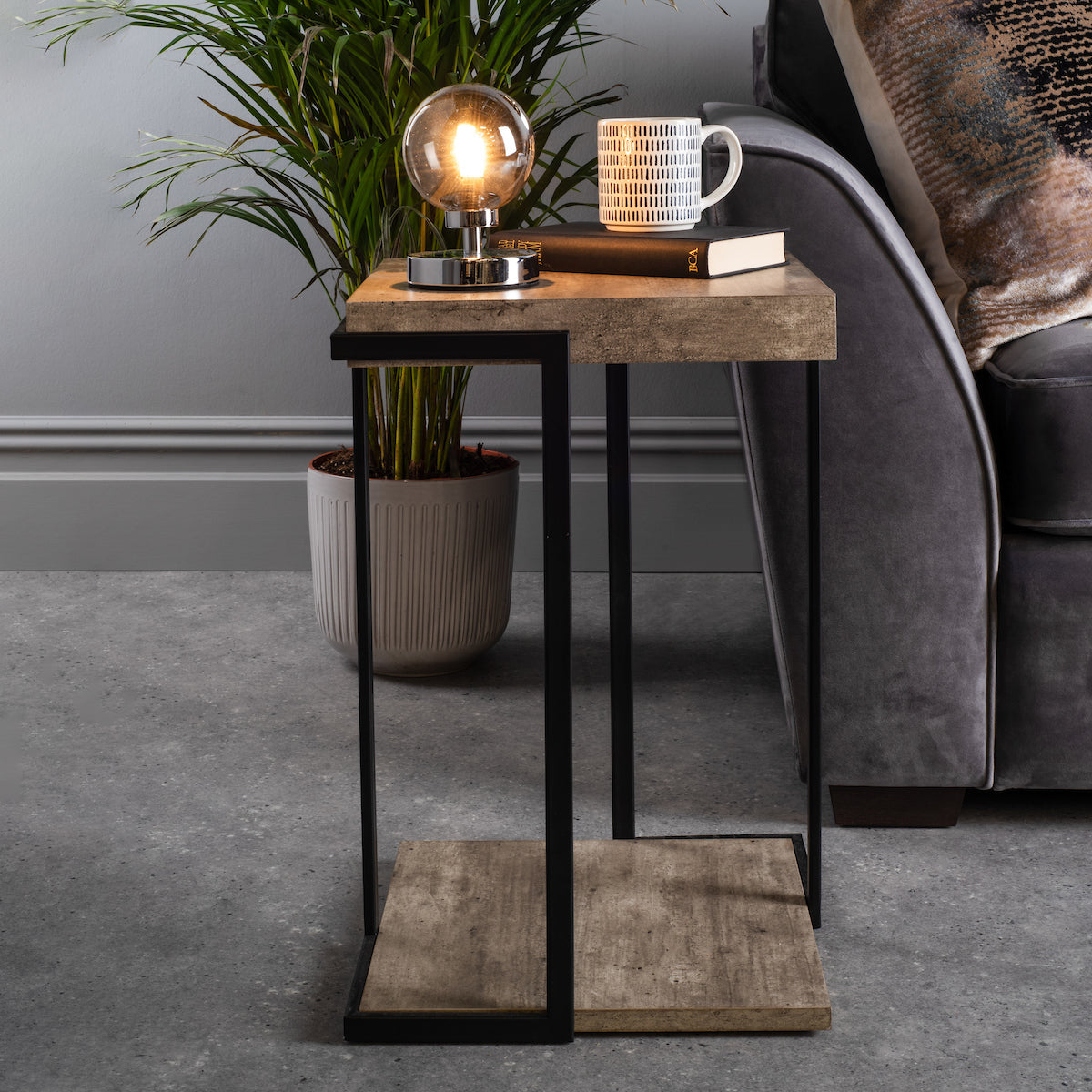 ROYAN SQUARE SIDE TABLE CONCRETE EFFECT
