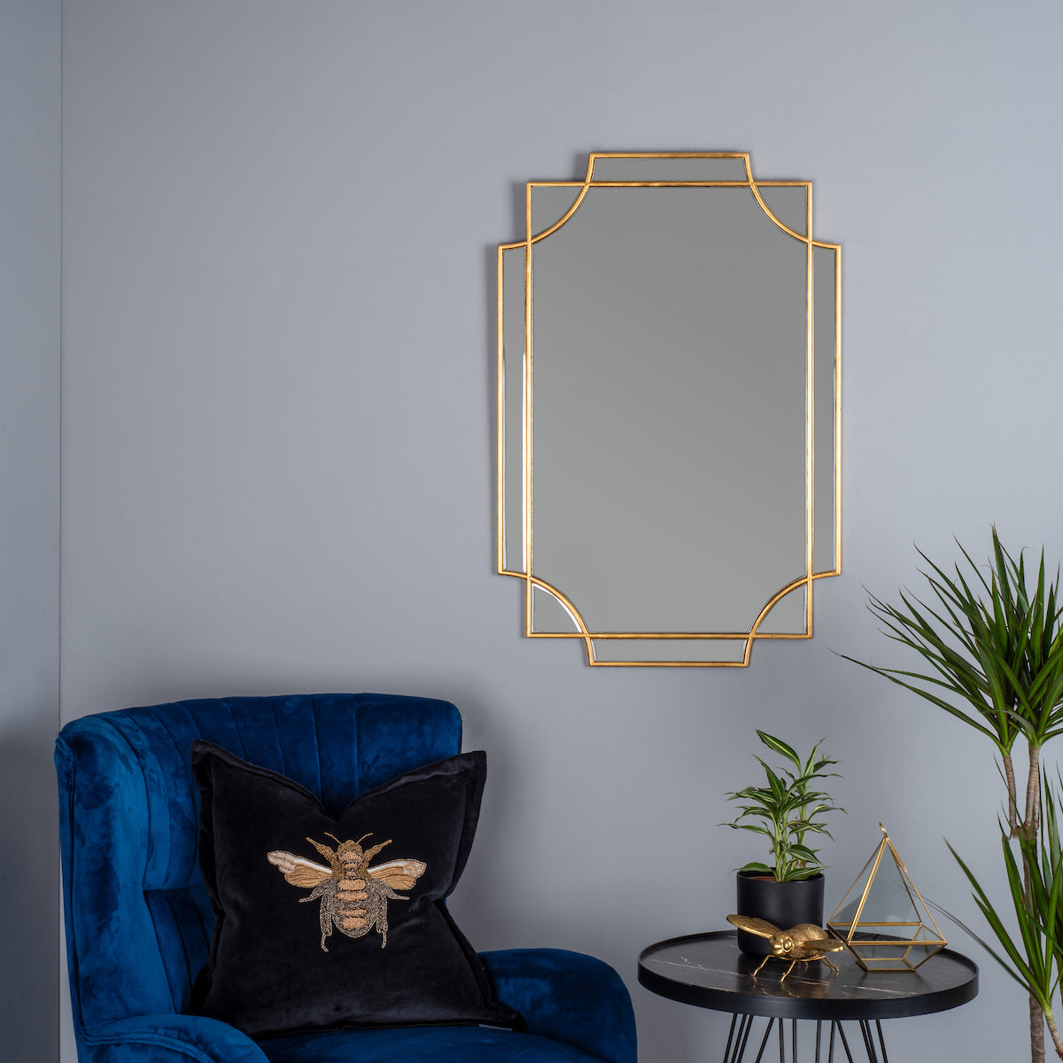 GUAPO RECTANGLE MIRROR WITH GOLD DETAIL 90 X 60CM