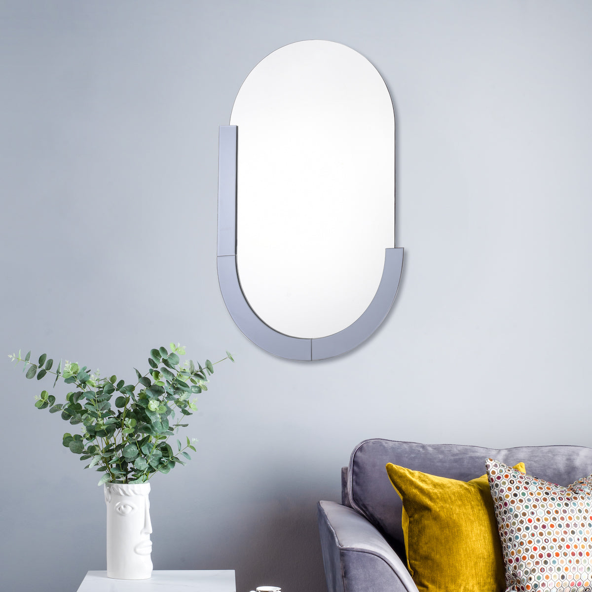 KAYLEE OVAL MIRROR WITH SMOKED 900 X 600MM