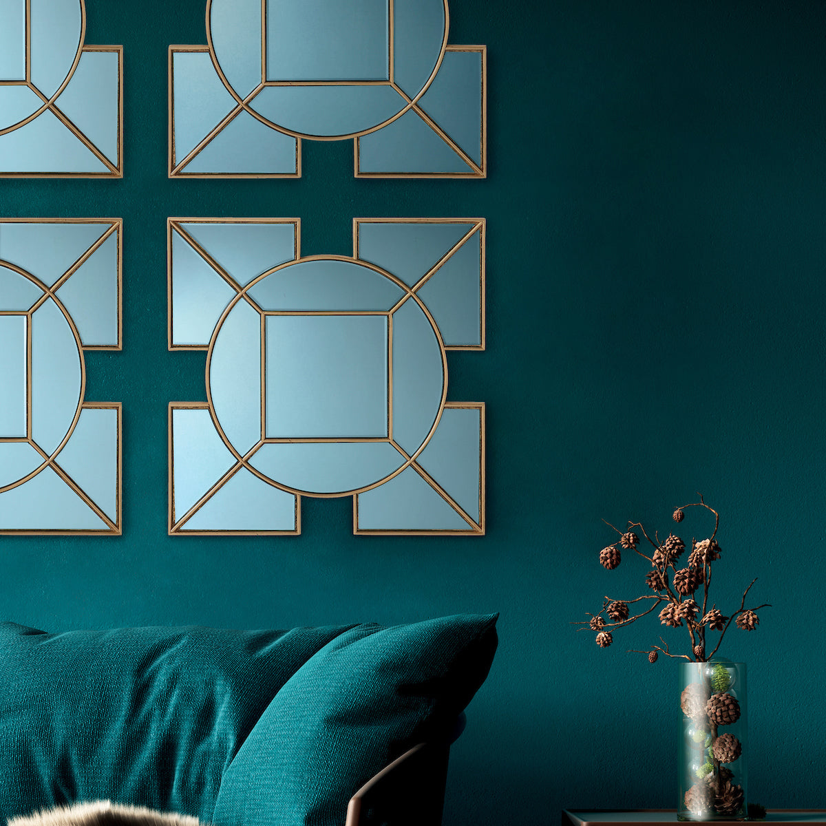 LYSHIA SQUARE DECORATIVE MIRROR WITH GOLD FOIL DET
