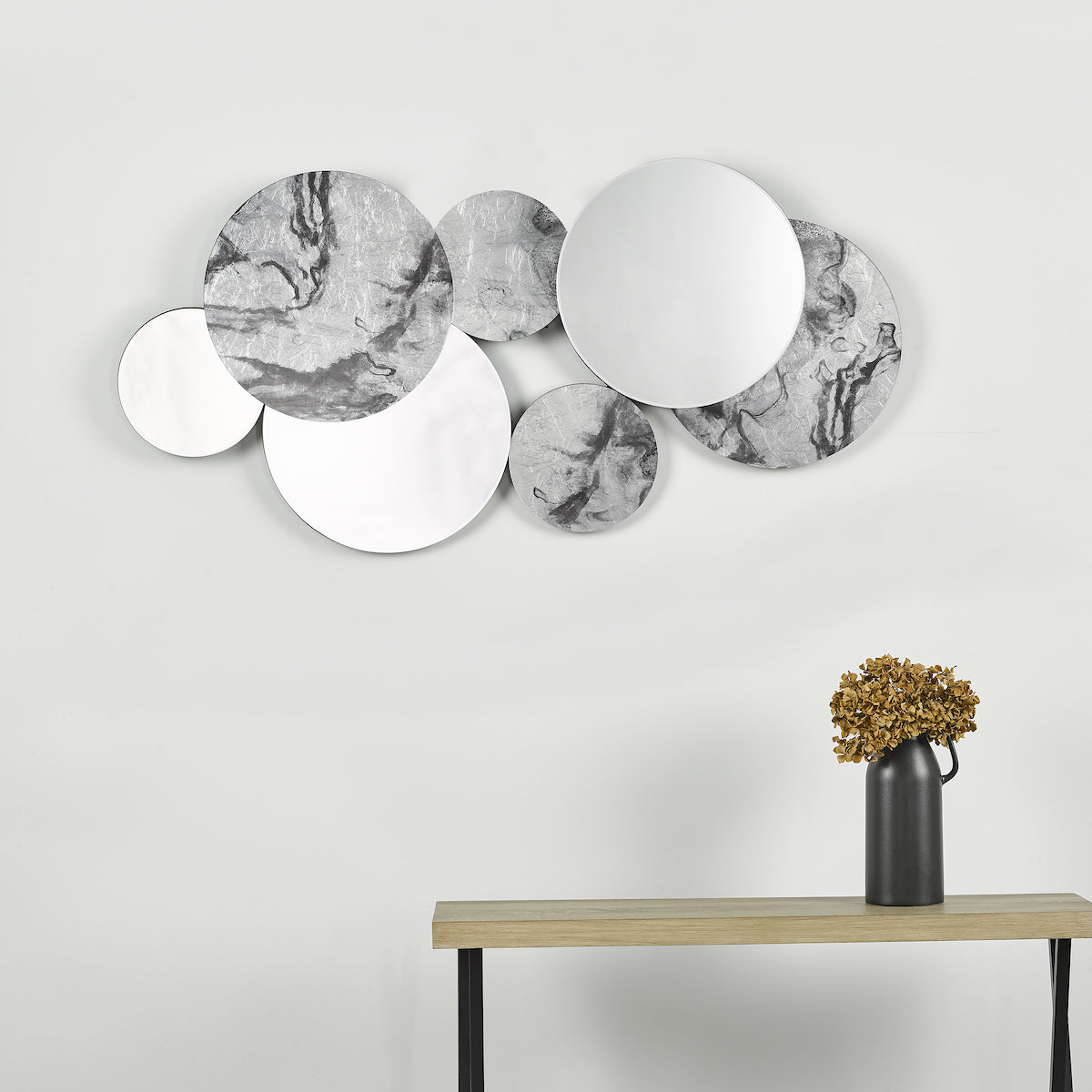 MECO RECTANGLE MIRROR BLACK MARBLE EFFECT 70CM X 1